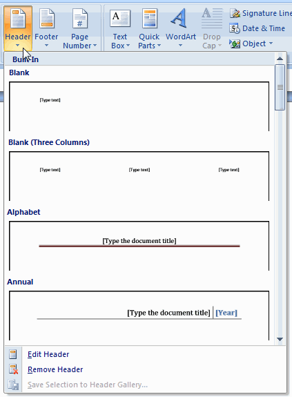 insert footer in word 2010